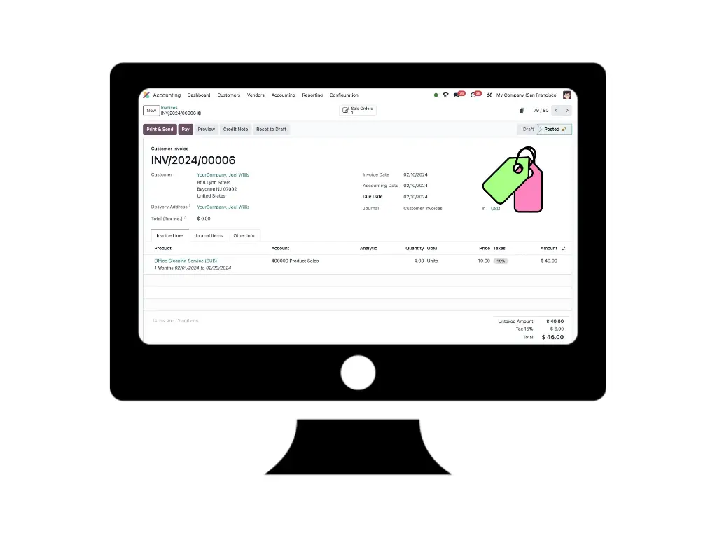 Odoo Invoice & Bill Tags (all Journal Entry types)